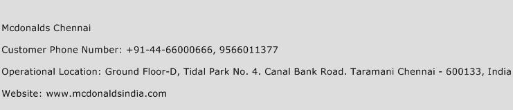 Mcdonalds Chennai Customer Care Number | Toll Free Phone Number of Mcdonalds Chennai