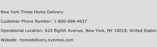 new york times home delivery phone number