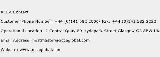 ACCA Contact Phone Number Customer Service