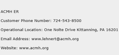 ACMH ER Phone Number Customer Service