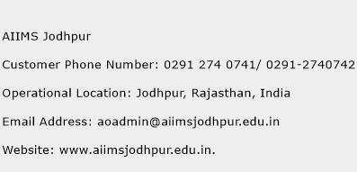 AIIMS Jodhpur Phone Number Customer Service