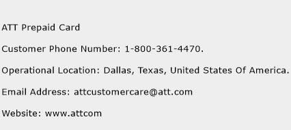 ATT Prepaid Card Phone Number Customer Service