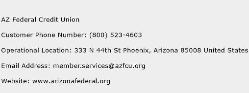 AZ Federal Credit Union Phone Number Customer Service