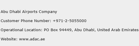 Abu Dhabi Airports Company Phone Number Customer Service