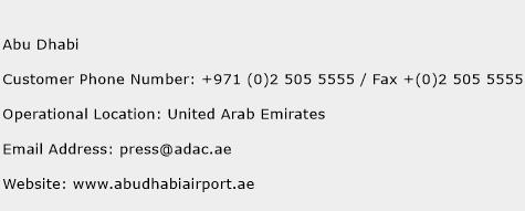 Abu Dhabi Phone Number Customer Service