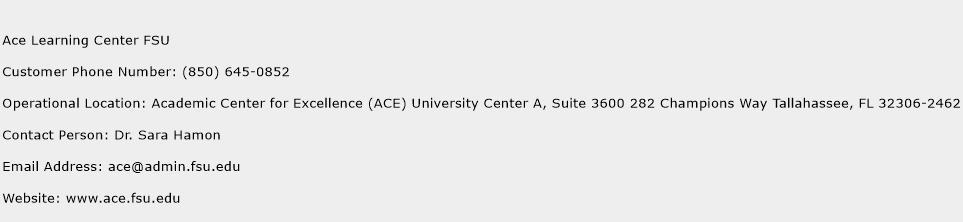 Ace Learning Center FSU Phone Number Customer Service