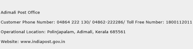Adimali Post Office Phone Number Customer Service