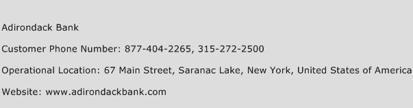Adirondack Bank Phone Number Customer Service