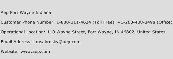 Aep Fort Wayne Indiana Phone Number Customer Service
