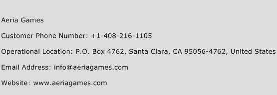 Aeria Games Phone Number Customer Service
