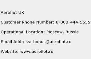 Aeroflot UK Phone Number Customer Service