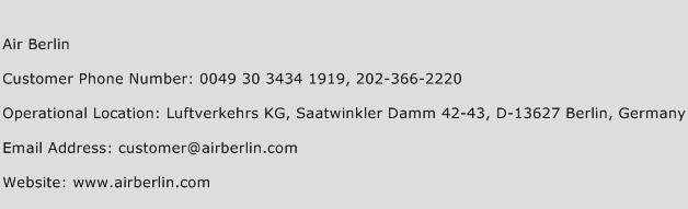 Air Berlin Phone Number Customer Service