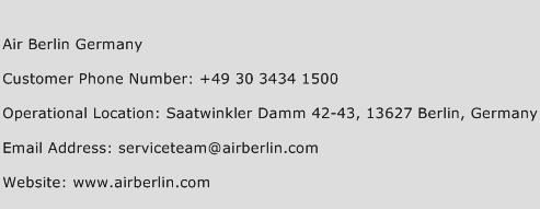 Air Berlin Germany Phone Number Customer Service