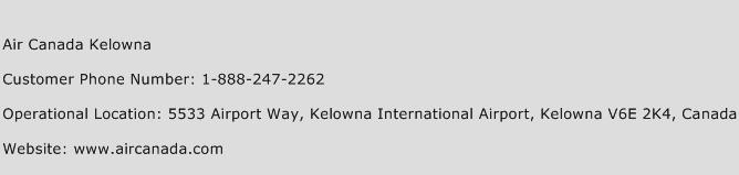 Air Canada Kelowna Phone Number Customer Service