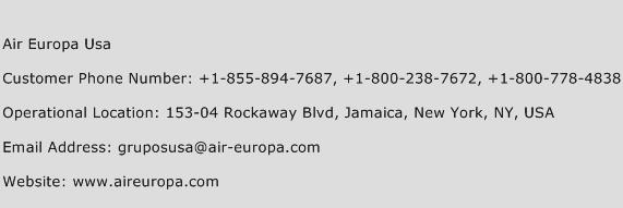 Air Europa USA Phone Number Customer Service
