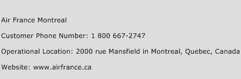 Air France Montreal Phone Number Customer Service