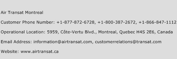 Air Transat Montreal Phone Number Customer Service