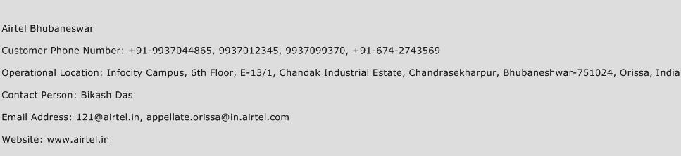 Airtel Bhubaneswar Phone Number Customer Service