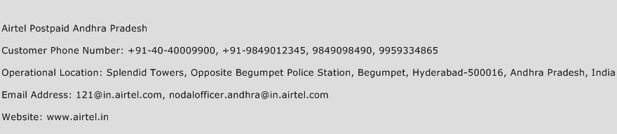 Airtel Postpaid Andhra Pradesh Phone Number Customer Service
