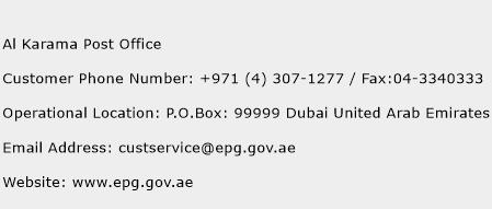 Al Karama Post Office Phone Number Customer Service