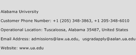 Alabama University Phone Number Customer Service