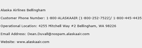 Alaska Airlines Bellingham Phone Number Customer Service