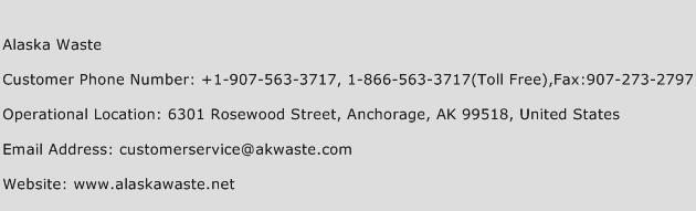 Alaska Waste Phone Number Customer Service