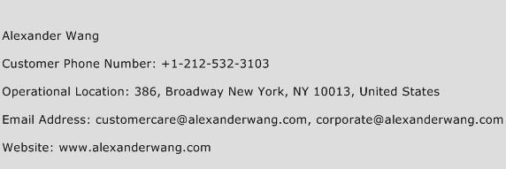 Alexander Wang Phone Number Customer Service