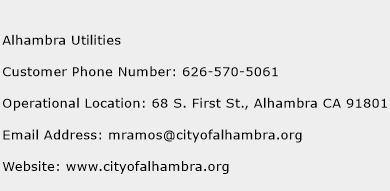 Alhambra Utilities Phone Number Customer Service