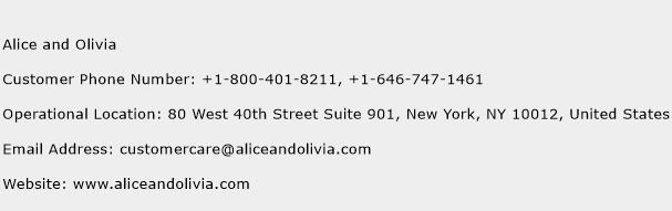Alice and Olivia Phone Number Customer Service