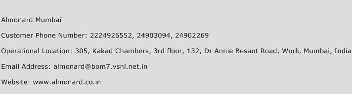 Almonard Mumbai Phone Number Customer Service
