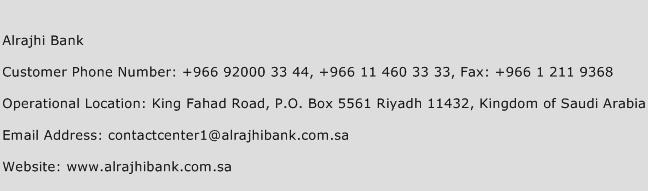 Alrajhi Bank Phone Number Customer Service