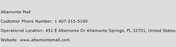 Altamonte Mall Phone Number Customer Service