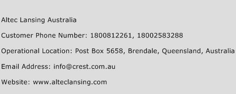 Altec Lansing Australia Phone Number Customer Service