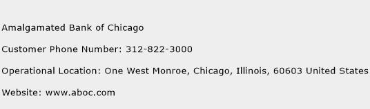 Amalgamated Bank of Chicago Phone Number Customer Service