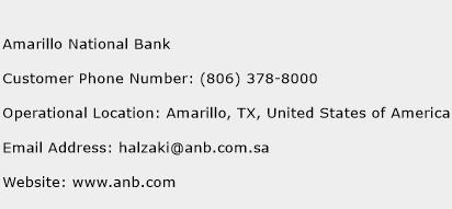 Amarillo National Bank Phone Number Customer Service