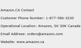 Amazon.CA Contact Phone Number Customer Service