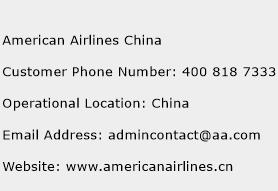 American Airlines China Phone Number Customer Service