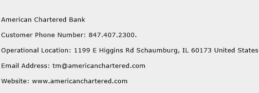 American Chartered Bank Phone Number Customer Service