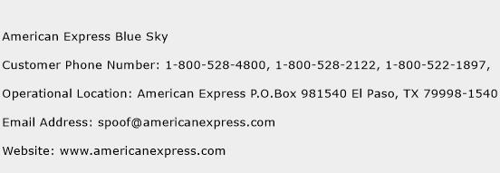 American Express Blue Sky Phone Number Customer Service