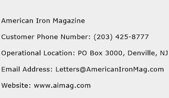 American Iron Magazine Phone Number Customer Service