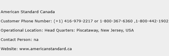 American Standard Canada Phone Number Customer Service