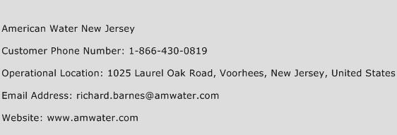 American Water New Jersey Phone Number Customer Service