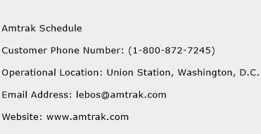 Amtrak Schedule Phone Number Customer Service