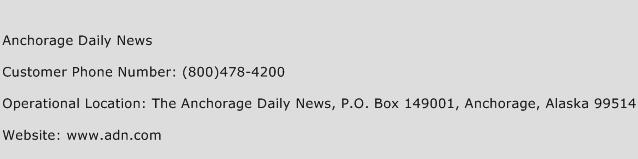 Anchorage Daily News Phone Number Customer Service