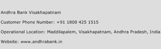 Andhra Bank Visakhapatnam Phone Number Customer Service