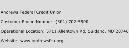 Andrews Federal Credit Union Phone Number Customer Service
