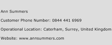 Ann Summers Phone Number Customer Service