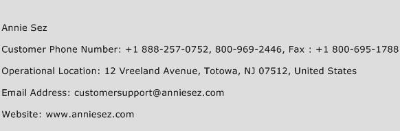 Annie Sez Phone Number Customer Service