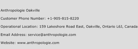 Anthropologie Oakville Phone Number Customer Service